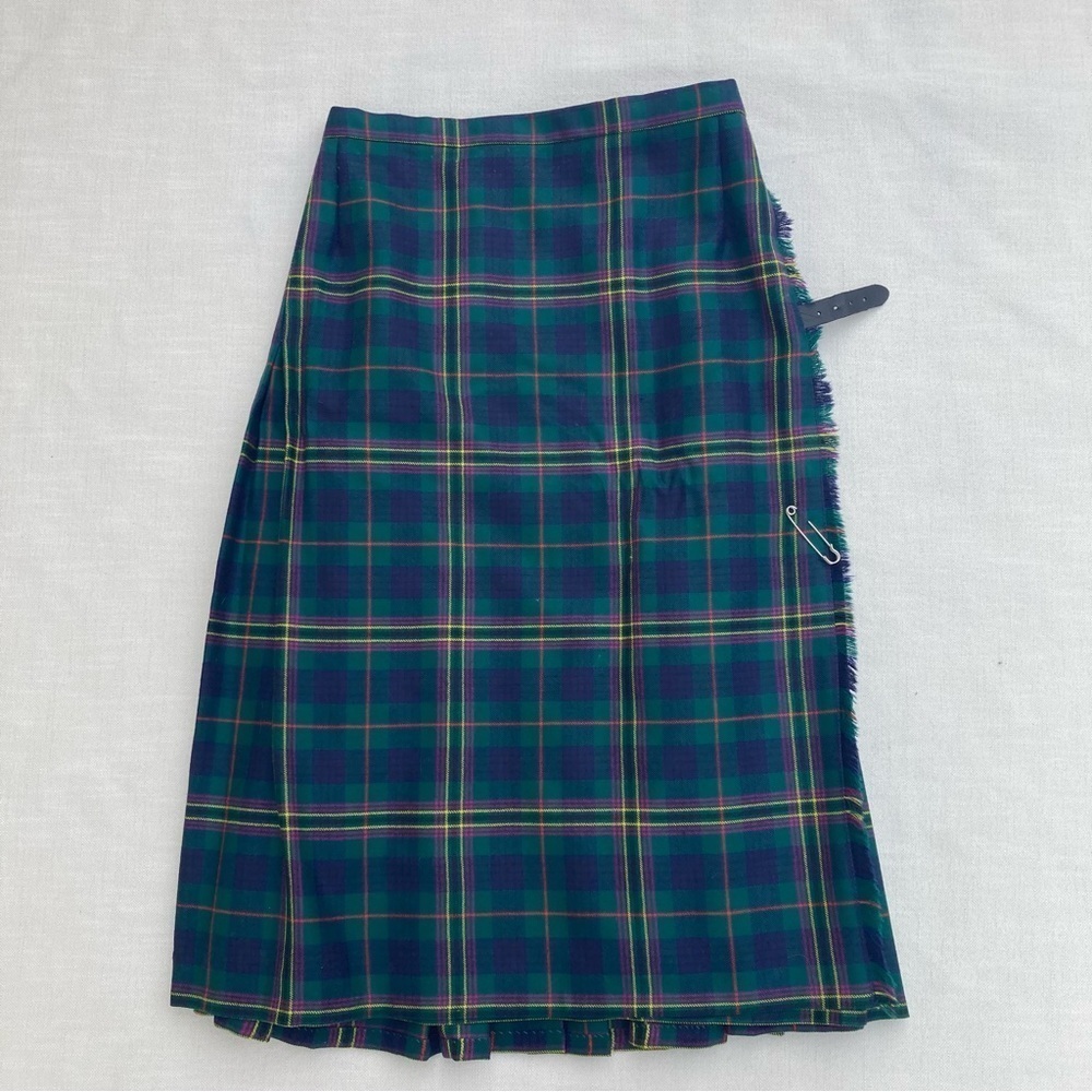 Lady Macdonald Wool Plaid Long Kilt - Size Small - Made in United Kingdom